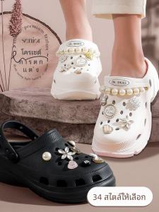 Creative Cross รองเท้าหัวเข็มขัดอุปกรณ์เสริมเพิร์ลเพชรประดับกลิ่นหอมขนาดเล็กสไตล์รองเท้าเจาะรู Retro ดีไซน์