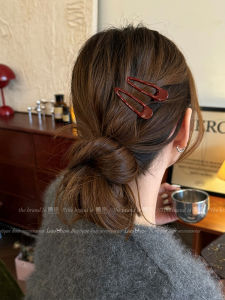 Retro Red Hair Clips Side Bangs Duckbill Clip Womens Elegant Waterdrop Hair Accessories Fashionable Original Design Hair Jewelry