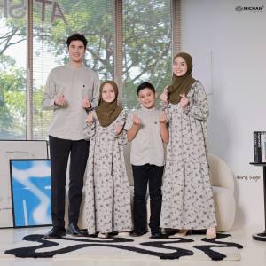 Baju muslim seragam keluarga Sarimbit keluarga warna sage baju Couple warna sage sarimbit Aura michan baju Couple keluarga satu set sarimbit muslim set kerudung baju seragam lebaran kekinian baju Couple lebaran baju seragam lebaran bahan katun maxmara lux