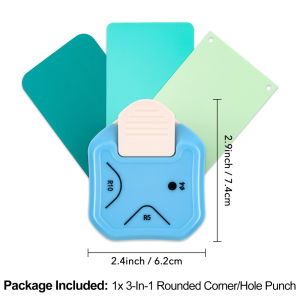 Paper Corner Rounder 3 in 1 R4mm+R7mm+R10mm Punches for Crafts Cutter Envelope Punch Board Hole Puncher Laminate DIY Projects