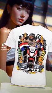 เสื้อสกรีนลาย CBR650F สีขาว K135 ผ้าโพลีเอสเตอร์100% นุ่มใส่สบาย สกรีนคมชัดตรงปก เสื้อกลุ่มซิ่ง