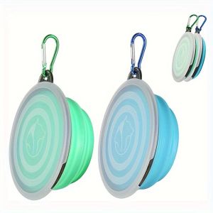 1pc Dog Bowls Pet Collapsible Bowl With Cover Lids  Cat and dog feeder .Dog Travel Bowls Portable Foldable Water Dish