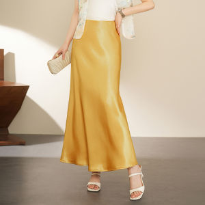 YINGTANG | Silk Satin High Waist Skirt Slimming
