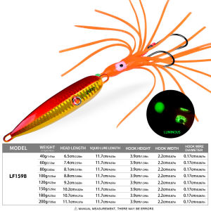 Proberos 1PC Slow Pitch Jigging Lure  Dual Hook Glow-in-the-Dark Slow Jig Fishing Bait for Offshore Saltwater Boat Fishing