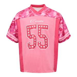 เสื้อยืดแขนสั้นผ้าคอตตอนผสมโพลีเอสเตอร์ระบายอากาศได้ดี ทรงหลวม ลายพราง ลายมุก ทรงปกติ ฤดูใบไม้ผลิ 2025 สำหรับทุกเพศ