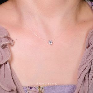 สร้อยคอเงินแท้ S925 สายโซ่กระดูกไหปลาร้าประดับเพชร CZ ประดับเลื่อมเงางาม แฟชั่นสำหรับผู้หญิง จี้ไม่มี