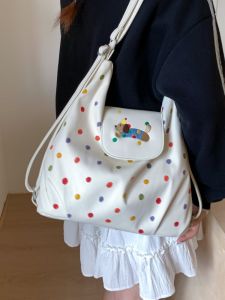 Túi Tote Họa Tiết Polka Dot Hình Chó Salami Dung Tích Lớn Túi Đeo Vai Đơn Đi Làm Cho Nữ Túi Tote Mềm Thời Trang Mùa Hè 2025
