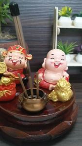 Thần Tài Thổ Địa trưng bày phong thủy bàn làm việc 1 bộ