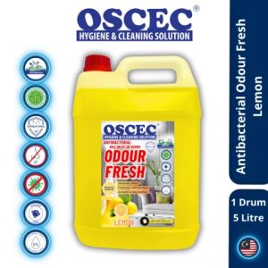 OSCEC® Antibacterial Odour Fresh Lemon Air Freshener Refill Spray 5 Litres / Liquid Air Freshener Spray for Air / Toilet Fragrance Bathroom Spray