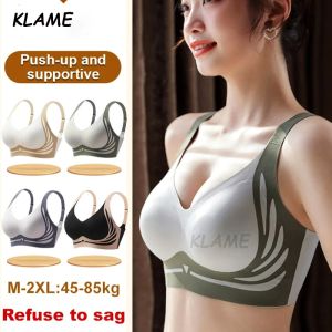 KLAME M-2XL 45-85kg Plus Size Bra Womens Seamless Breathable Underwear 3D Cup Comfort Wireless Anti-Sagging Push-up Full Cup Four-breasted Bralette KLM1039