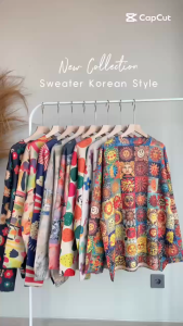 Sweater Rajut Premium BKK Wanita Oversize Full Motif – Baju Hangat Unik Nyaman LD 130 PJ 70 Bahan Lembut Adem