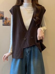 Fashionable Knitted Vest Womens Spring Clothing plus Size Micro Plump Sister Stylish Personality All-Match Slimming Top