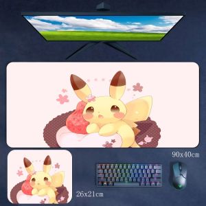 Potdemiel | Tấm Lót Chuột Cao Su Cỡ Lớn Có Bảo Vệ Cổ Tay - Thiết Kế Phi Hành Gia Pikachu Tấm Lót Bàn Phím Chơi Game Sáng Tạo Phụ Kiện Để Bàn Chống Mài Mòn