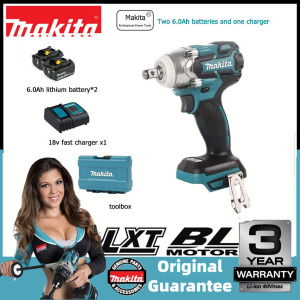 【100% authentic】 Makita DTW285 18V impact wrench rechargeable electric wrench home maintenance 18V brushless lithium battery power tool (comes with 2 batteries)