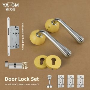 YAGEMAN | Colored Lotus Dull Nickel Silver Red Modern Vintage Interior Door Lock