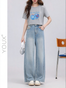 YOUXIANG | Quần Jeans Nữ Dáng Suông Cao Waist Mùa Hè