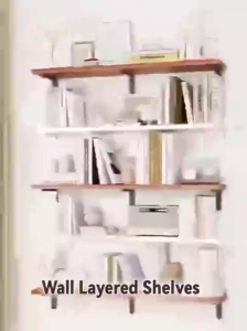 AIBM Wall shelf wooden board shelf rectangular wall-mounted bookshelf fixed shelf multi-level wall shelf wall hanger