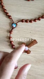 Bracelet Rosary Catholic Prayer Beads 50 Beads 8mm Brown with Cross Pendant Religious Gift