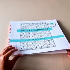 Full Page สมุดระบายสี Mandala ศิลปะสร้างสมาธิ เล่ม F1 ลายจากเล่ม A แบบเต็มกรอบภาพ กระดาษ180แกรม A4-30 ลาย