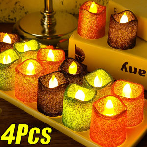 1/4PCS Glitter LED Candles Flameless Tea Lights Wave Glitter Candle Lights Romantic Candles Lamps Christmas Wedding Party Decor