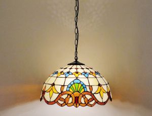 Vintage Tiffany Ceiling Light Baroque Glass Pendant Light Chandelier Bar Minimalist Dining Room Lamps E24 LED Light AC110-240V