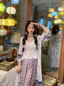 เสื้อกั๊กถักสไตล์โบฮีเมียนวินเทจ ทรงหลวม สไตล์หวาน สำหรับผู้หญิงวัย 18-24 ปี เส้นใยอื่นๆ ฤดูร้อน 2023