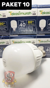Takasimurah LED T Bulb 40 Watt PAKET ISI 10 PCS Lampu LED Putih Terang SNI Bohlam LED 40 WATT E27 Takasimurah Paket isi 10 pcs