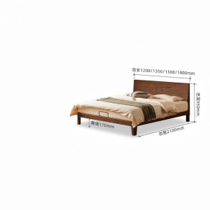 YUANSHI YUANSU | All Solid Wood Modern Simple Design Oak Bed 1.5m