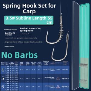 LAODAO | Tench Floating Fishing Rig with Spring Steel Line Double Hooks Barb Set