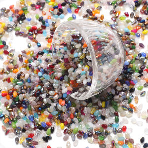 100Pcs/Lot 3x5mm Mixed AB Color Faceted Crystal Glass Droplet Beads Pear Shape Loose Crafts for Jewelry Making DIY Needdlework