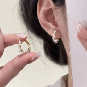 Pearl Earring Studs Silver Needle Womens Fashion Jewelry Design Unique Chic Circle Hoop Earrings Korean Style Fresh out
