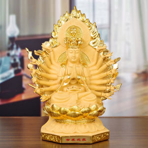 Thousand-Hand Kwan-Yin Decoration You Can Respond to Any Request South Sea Guanyin Bodhisattva/Buddha Statue Home Household Worship Golden Buddha Decoration