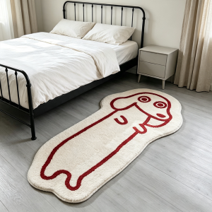 VIKAMA Cute Long Lazy Cat Shaped Floor Mat Soft Non Slip Irregular Rug Bedside Bedroom Living Room Home Decor