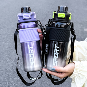 Bình Nước Giữ Nhiệt Bằng Thép Không Gỉ 800ML Có Dây Đeo Vai Và Tay Cầm - Hộp Đựng Đồ Uống Nóng Lạnh Di Động