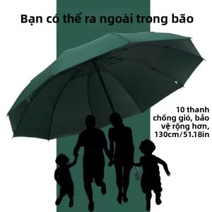 130CM Chống Gió Gia Cố Ô Gấp Cho Nam Lớn 10 Xương Chống Nước Mạnh 190T Pongee 3 Gấp Nắng & Mưa