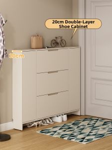 New Deluxe Simple Ultra-thin Cream Style Shoe Cabinet