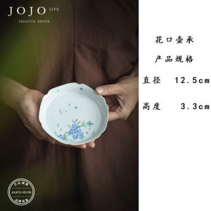 ZiQuanJian Ceramic Tea Bowl Hand-Painted Underglaze White Porcelain Infusion Bowl for Brewing Tea Blue And Green Color