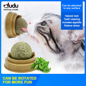 DUDU Pet Pure Natural Mint Leaf Rotating Interactive Cat Toys Kitten Removal Hairball Toys Can Be Sticky On Wall Teeth Cleaning Catmint Toy for Kitty Playing Chewing