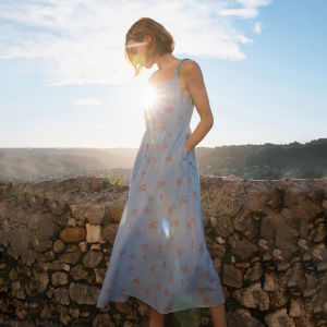 INMAN | French Floral Print Halter Beach Dress