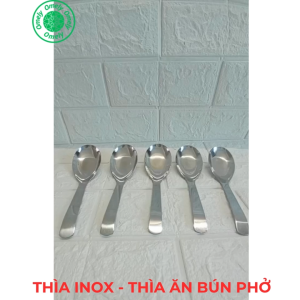 Thìa ăn phở muỗng ăn cơm inox không gỉ cán dày sáng bóng cầm chắc tay dài 16.5cm