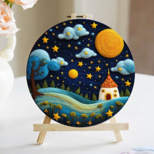 Vật Liệu Tự Làm DIY Bằng Vải Lông Cừu Nhiều Ngôi Sao Trang Trí Bàn Đơn Giản Giải Trí Tại Nhà Trang Trí Tường Tròn Phong Cách Đơn Giản