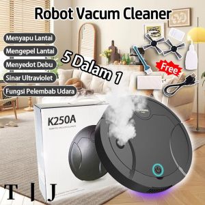 Tommjerry Robot Vacuum Cleaner 5 in 1 Portable Penyedot Debu Rumah Sapu Otomatis Robot Pembersih Lantai Humidifier/Sterilisasi UV/Menyapu/Mengepel