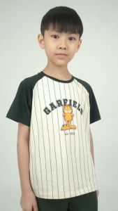 Forest x Garfield Fleece Textured Fonts Stripe Round Neck Family Tee Men / Ladies / Kids - FG20009 / FG820009 / FGK20009