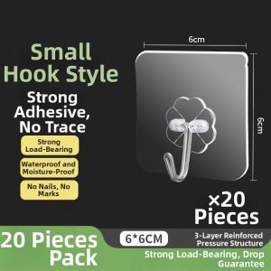 BAPNP | Heavy-duty No-drill Transparent Luxury Wall Hooks