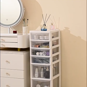 Shiok Living 🚀 Multipurpose Trolley Plastic Clear Drawer Storage Cabinet Removable with Wheels