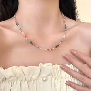 Bohemian Style Colorful Beaded Necklace for Women Unique Design Durable Titanium Steel Geometric Pattern Fashion Jewelry