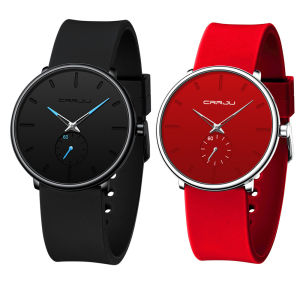 CRRJU Men Women Set Couple Fashion Casual Silicone Watches Ladies Simple Dial Quartz Wristwatches Dress Clock Montre Femme