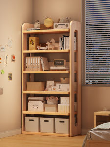 Simple Modern Solid Wood Bookcase Integrated Bedside Bedroom Window Storage Rack Childrens Narrow Cabinet Organizer