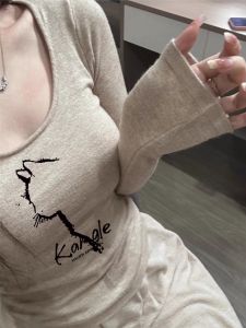 Womens Long Sleeve Fleece T-Shirt U-Neck Base Layer Shirt Fashionable Inner Wear Warmth Enhancer Spring Autumn New Style