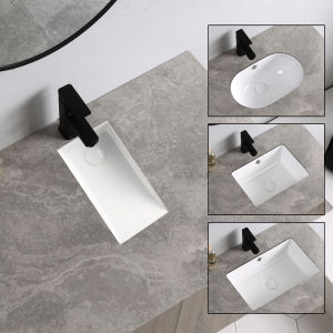 Mini Ceramic Undermount Sink for Balcony Small Size Bathroom Furniture Face Washing Basin Long Narrow Modern Simple Style